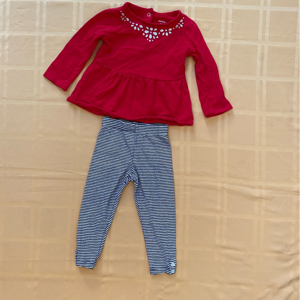 Carters baby girls long sleeve set, size 12 months